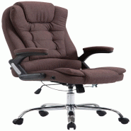 Décoshop26 - Fauteuil de bureau XXL sur roulettes confortablement rembourrés avec accoudoirs en tissu marron et métal chromé 10_0002662 - marron m Décoshop26 - Fauteuil de bureau XXL sur roulettes confortablement rembourrés avec accoudoirs en tissu marron et métal chromé 10_0002662 - marron m