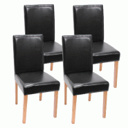 Décoshop26 - Lot de 4 chaises de salle à manger synthétique noir pieds clairs CDS04145 - noir 3000075385757