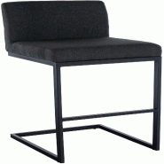 Décoshop26 - Tabouret de bar x1 avec dossier pieds en forme de luge en métal noir assise en tissu gris foncé 10_0005634 - gris métal 3000265127969
