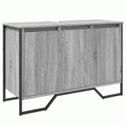Helloshop26 - Armoire lavabo de salle de bain moderne design peu encombrant rangement 91 x 35 x 60 cm en bois sonoma gris 02_0049576 - gris métal 300