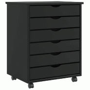 Helloshop26 - Armoire roulante avec tiroirs multifonctionnelle 53 x 39 x 65,5 cm en bois de pin noir 02_0057654 - noir Bois massif 3000240154409