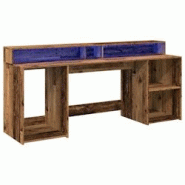 Helloshop26 - Bureau table poste de travail meuble d'ordinateur informatique étude avec lumières LED vieux bois bois d'ingénierie 02_0023437 - 3000 Helloshop26 - Bureau table poste de travail meuble d'ordinateur informatique étude avec lumières LED vieux bois bois d'ingénierie 02_0023437 - 3000