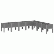 Helloshop26 - Jardinière bac lit surélevé plantes fleurs terrasse jardin avec pieds clair 200 x 160 x 42 cm PP gris 02_0038175 - 3000214115436 Helloshop26 - Jardinière bac lit surélevé plantes fleurs terrasse jardin avec pieds clair 200 x 160 x 42 cm PP gris 02_0038175 - 3000214115436