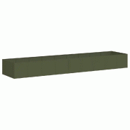 Helloshop26 - Jardinière élégante fond ouvert 360 x 80 x 40 cm espace de croissance idéal moderne en acier vert olive 02_0051552 - vert acier 3000