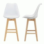 Helloshop26 - Lot de 2 tabourets siège de bar avec dossier rembourré plastique synthétique hêtre105 blanc 03_0002777 - 3000334499782 Helloshop26 - Lot de 2 tabourets siège de bar avec dossier rembourré plastique synthétique hêtre105 blanc 03_0002777 - 3000334499782