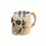 Mug tête de mort résine et métal 10x16x11 cm