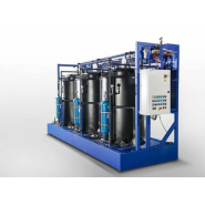 Skid de recyclage des eaux de lavage - 3 réservoirs de 1500 L avec système de contrôle de niveau haut et bas Skid de recyclage des eaux de lavage - 3 réservoirs de 1500 L avec système de contrôle de niveau haut et bas