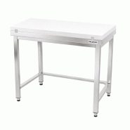 Table de travail en inox 1200x700 mm avec plaque de découpe blanche et renfort PREMIUM - GOLDINOX - gris inox 3701770840632