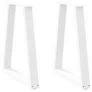 VidaXL Pieds De Table à Manger En Forme De V, 2 Pièces, Blanc, 60 X (72 73) Cm, Acier - blanc 8721102957307