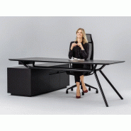 Bureau de direction Volkor sur crédence en placage de bois et cuir Bureau de direction Volkor sur crédence en placage de bois et cuir
