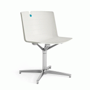 Chaise de conférence Mork avec pied chromé. - Ivoire_1