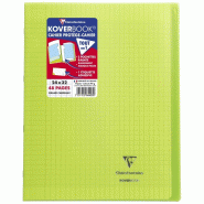 Clairefontaine Lot de 10 Cahier Kover Book 24x32, 48p./24 feuilles 90 g/m² piquées, couv. Transparente vert, Séyès - 3037929844030