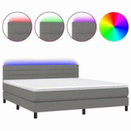 Décoshop26 - Lit LED avec sommier, tête de lit réglable et matelas 160x200 cm en tissu gris foncé - TDL0208335 Décoshop26 - Lit LED avec sommier, tête de lit réglable et matelas 160x200 cm en tissu gris foncé - TDL0208335