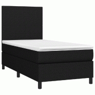 Décoshop26 - Cadre de lit LED avec sommier tête de lit matelas 80x200cm tissu noir TDL0209120 - noir 3001674182723