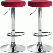 Décoshop26 - Lot de 2 tabourets de bar avec assise en tissu velours rouge et cadre métal chromé TDB10717 - 3002478132693