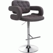 Décoshop26 - Tabouret de bar x1 avec repose-pied et accoudoirs capitonné en tissu gris foncé support en métal chromé 10_0004793 - gris 3000252294735 Décoshop26 - Tabouret de bar x1 avec repose-pied et accoudoirs capitonné en tissu gris foncé support en métal chromé 10_0004793 - gris 3000252294735