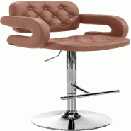 Décoshop26 - Tabouret de bar x1 design moderne assise capitonnée similicuir marron pied métal chromé 10_0006090 - marron métal 3000265383839