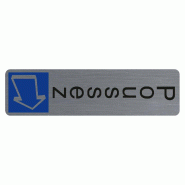 Exacompta - Réf. 67157E - 1 Plaque verticale adhésive imitation aluminium Poussez - 4,4X16,5 cm - Gris - gris 67157E