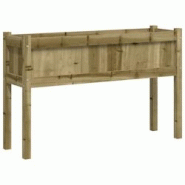 Helloshop26 - Jardinière bac lit surélevé plantes fleurs terrasse jardin avec pieds 110 x 31 x 70 cm bois de pin imprégné marron 02_0038148 - 300 Helloshop26 - Jardinière bac lit surélevé plantes fleurs terrasse jardin avec pieds 110 x 31 x 70 cm bois de pin imprégné marron 02_0038148 - 300