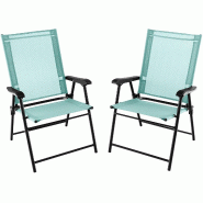 Helloshop26 - Lot de 2 chaises pliables de jardin 65 x 60 x 93 cm confort ergonomique en métal vert menthe 20_0012420 - 3000227220639