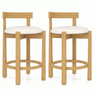 Helloshop26 - Lot de 2 tabourets de bar 62 x 45 x 78,5 cm assise ergonomique rembourrée style contemporain en bois de caoutchouc 20_0009971 - 3000225