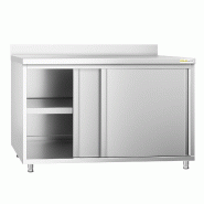 Meuble bas inox 1600x700 mm adossé PREMIUM - GOLDINOX - gris inox 3701770812226