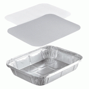 Plat Aluminium Pro NOVATRAY 1200ml (242x191mm) + Couvercle - VALUE PACK - Format Large Rectangulaire - Lot de 1200 - KBL1200RS