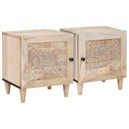 VidaXL Cabinet de chevet 2 pcs Beige 40 x 33 x 46 cm - 4018113