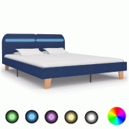 VidaXL Cadre de lit avec LED sans matelas bleu tissu 180x200 cm Modèle Belvanel - 280905