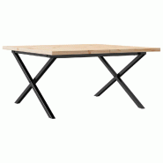 VidaXL Table basse cadre en X 90x90x45,5cm bois de pin massif et acier Modèle Orion Pure - 3282753