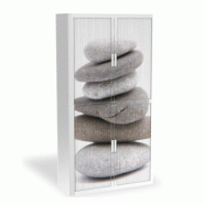 Armoire à rideaux avec décor Zen - EasyOffice. - Galets, Haute_0