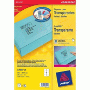 AVERY 200 étiquettes Laser polypro transparent, format 99,1 x 67,7 mm (25 feuilles A4 / cdt) - 3266550261217