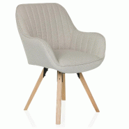 Chaise visiteur / Chaise de salle à manger SCANDI SOFT tissu blanc hjh LIVING - blanc polyester 800207
