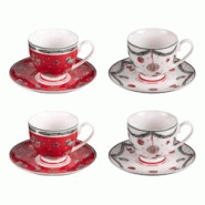 Coffret de 4 tasses et sous tasses à thé Bells 18 cl - Décoré Rond Porcelaine Table Passion 11.5x8.5 cm - multicolore porcelaine 3106232960727 Coffret de 4 tasses et sous tasses à thé Bells 18 cl - Décoré Rond Porcelaine Table Passion 11.5x8.5 cm - multicolore porcelaine 3106232960727