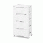 COSTWAY Meuble étroit à 5 tiroirs, commode sur roulettes pour salle de bain, blanc - blanc polyester VH33611IT