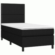 Décoshop26 - Cadre de lit LED avec sommier tête de lit matelas 80x200cm tissu noir TDL0209104 - noir 3001673382728