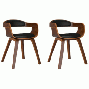 Décoshop26 - Set de 2 chaises de salle à manger en bois courbé et PVC noir DEC025547 - noir Bois massif 3000255308064