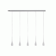 Fabas Luce Suspension Coco Blanche, 5 Led Intégrées De 7,5 W, 3270 Lm, 3000 K, Dimmable, À Coupure De Phase, Structure Métallique - Design Moderne