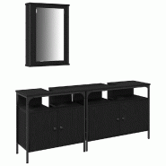 Helloshop26 - Ensemble de meubles de salle de bain moderne rangement miroir 80 x 30 x 60 cm en bois d'ingénierie noir 02_0055931 - 3000239269039