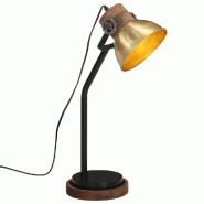 Helloshop26 - Lampe de bureau style industriel fer laiton antique 18 x 18 x 60 cm avec douille E27 ambiance cosy en bois marron 02_0047547 - marron Bo