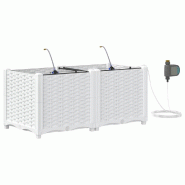 Helloshop26 - Lot de 2 cache-pots de jardin moderne avec système d'irrigation 80 x 40 x 37,5 cm en acier blanc 02_0058608 - blanc acier 3000240681684