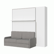 Itamoby Versia Sofà 160 Lit Double Escamotable Vertical Avec Canapé, Étagère Et Armoire Avec 1 Porte À Droite Blanc - blanc 8050598909027