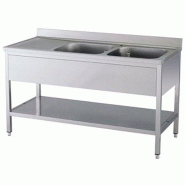 KBS Gastrotechnik KBS Evier 1800x700x850 mm avec rebord 2 bacs à droite avec fond de base - Acier inoxydable 18/10 91622106