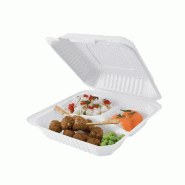 Lunch box 3 compartiments bagasse 22.9x22.9x4.48cm - par 50