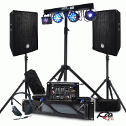 Pack Sono BM SONIC Amplificateur 1000W, Paire d'Enceintes 2x400W, Table de Mixage, Portique + 48 effets lumières EUPHORIA - 3666638038913
