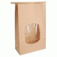 Sachet kraft à fenêtre et barrette de fermeture intégrée 15,5+7x24,2cm - par 50