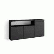 SKRAUT HOME Buffet salon et cuisine, 150x75x35cm, 3 Portes, Meuble chaussure, Noir - noir Bois manufacturé 67_1