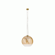 Suspension en verre soufflé série 10S48526, abat-jour en verre ambré transparent et laiton bruni, douille E27, diamètre 45 cm, hauteur 191 cm - Pe Suspension en verre soufflé série 10S48526, abat-jour en verre ambré transparent et laiton bruni, douille E27, diamètre 45 cm, hauteur 191 cm - Pe