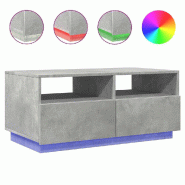 VidaXL Table basse avec lumières LED gris béton 90x49x40 cm Modèle Aero Luna - 839836