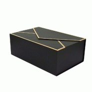 Boite carton rectangulaire enveloppe noire dorure à chaud 32x18x10 cm - par 30